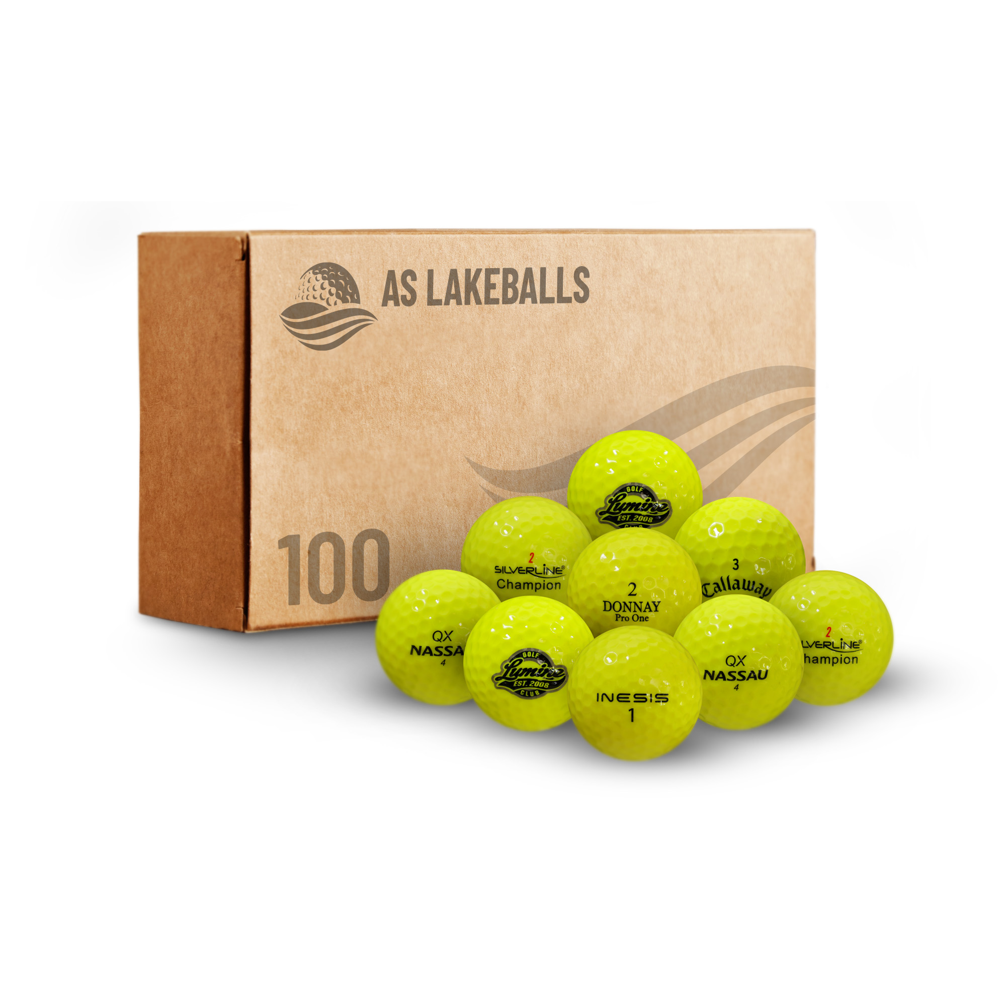 100 gelbe/leuchtgelbe Mix AA-AAA bei AS Lakeballs günstig kaufen