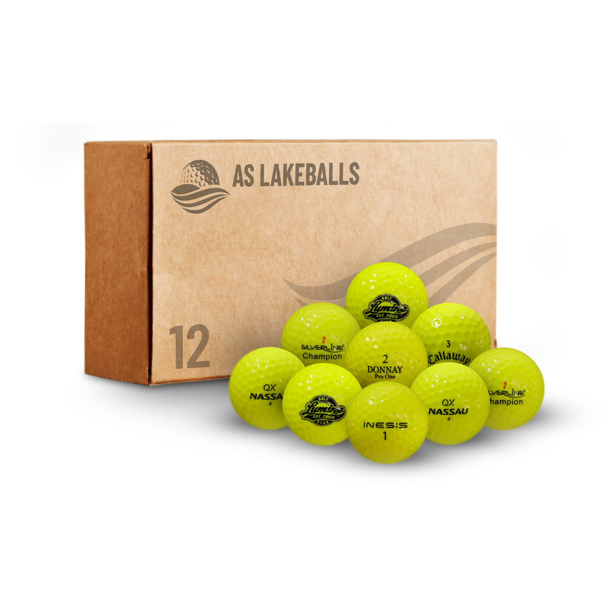 12 Stück Mixbälle leuchtgelb/gelb AA Lakeballs