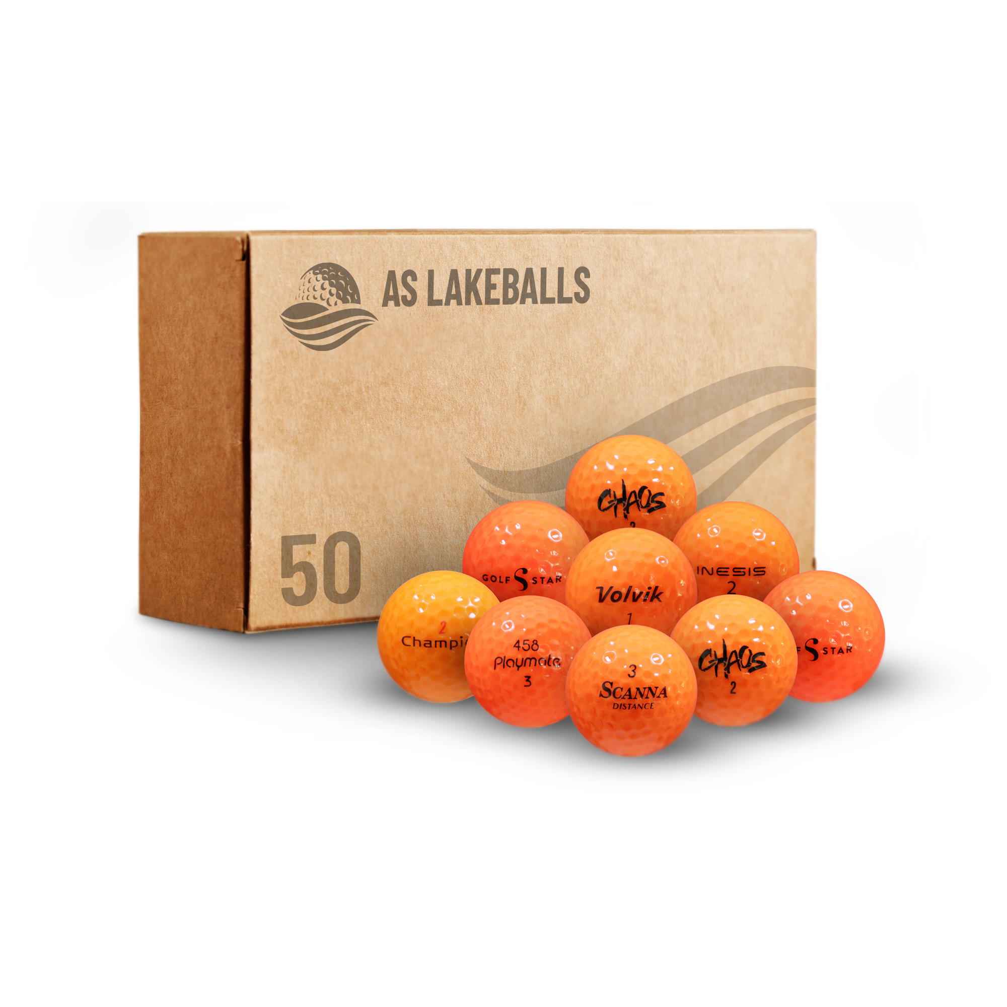 50 Stück leuchtrot/orange Mix AA-AAA Lakeballs bei AS Lakeballs günstig kaufen
