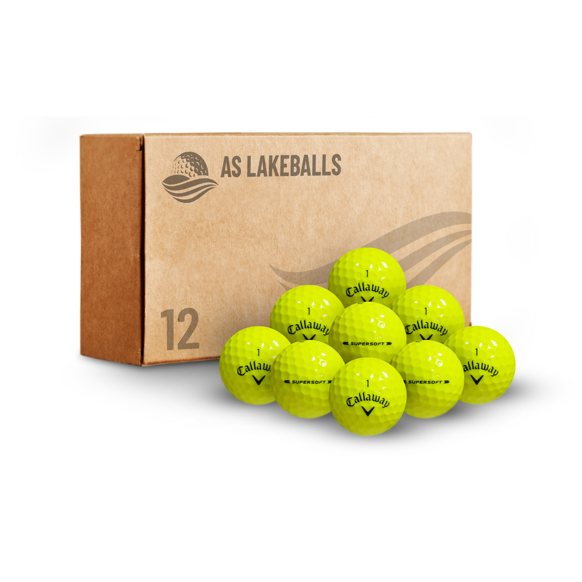 12 Stück Callaway Supersoft Gelb AA-AAA Lakeballs bei AS Lakeballs günstig kaufen