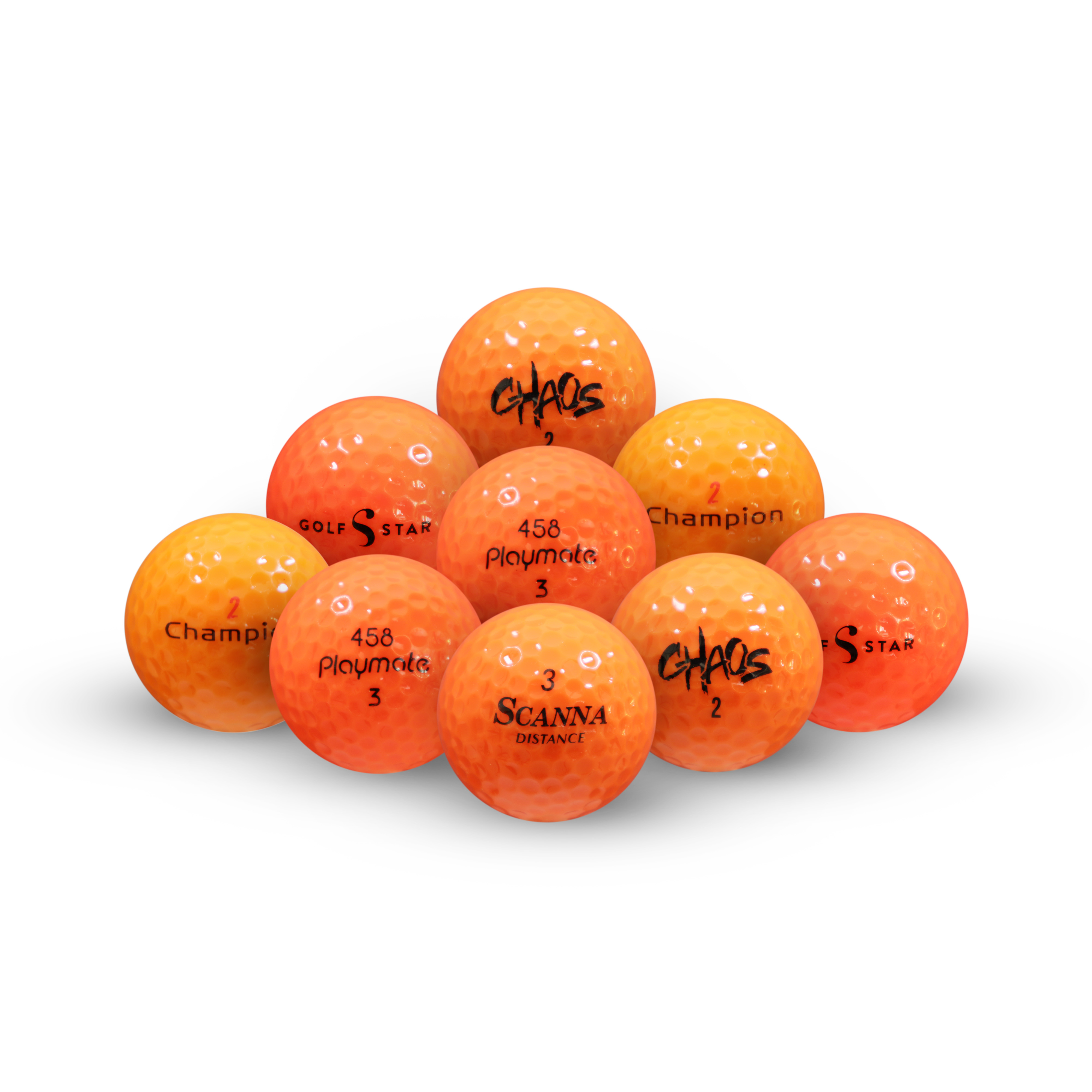 12 Stück Mixbälle leuchtrot/orange AA-AAA Lakeballs