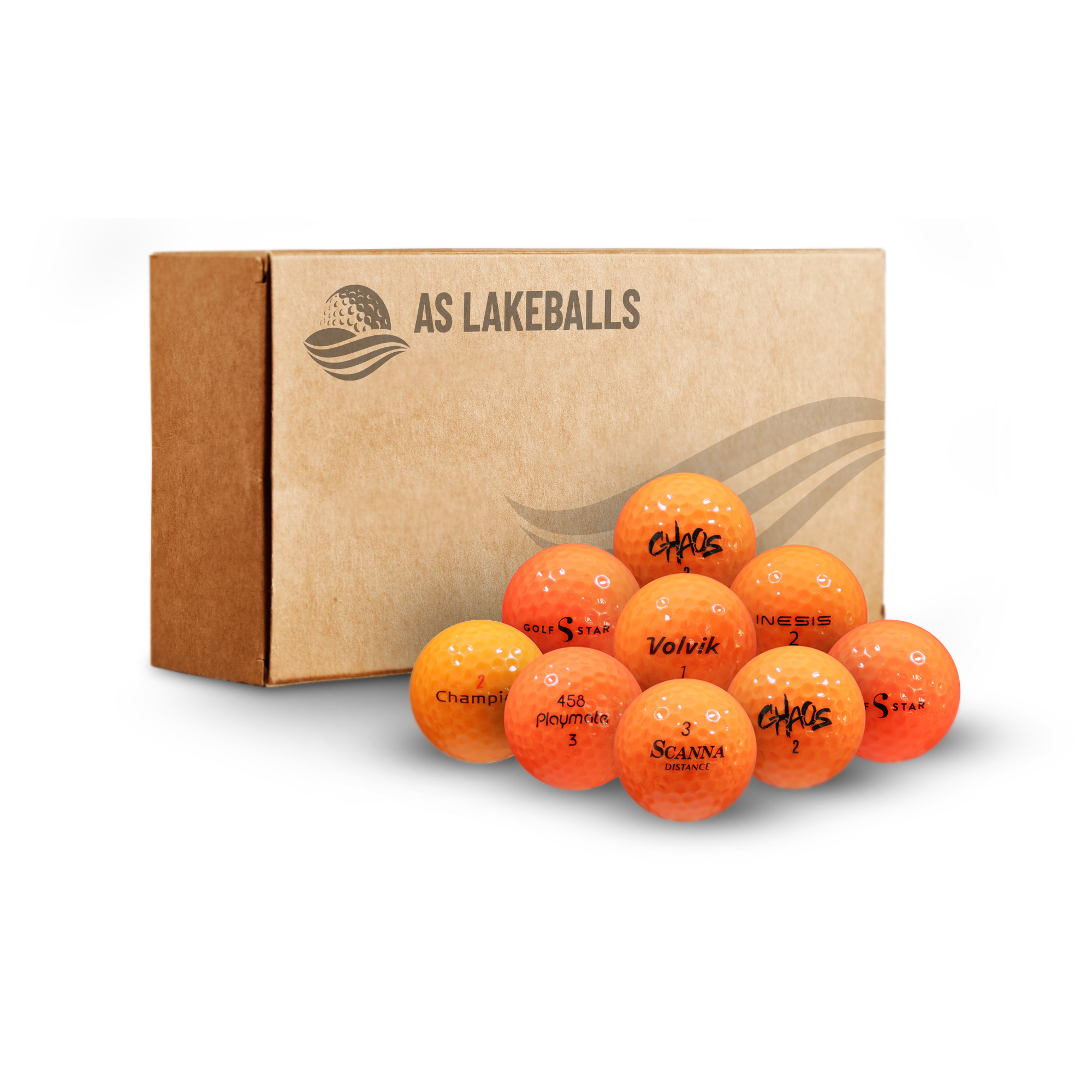 12 Stück Mixbälle leuchtrot/orange AA-AAA Lakeballs