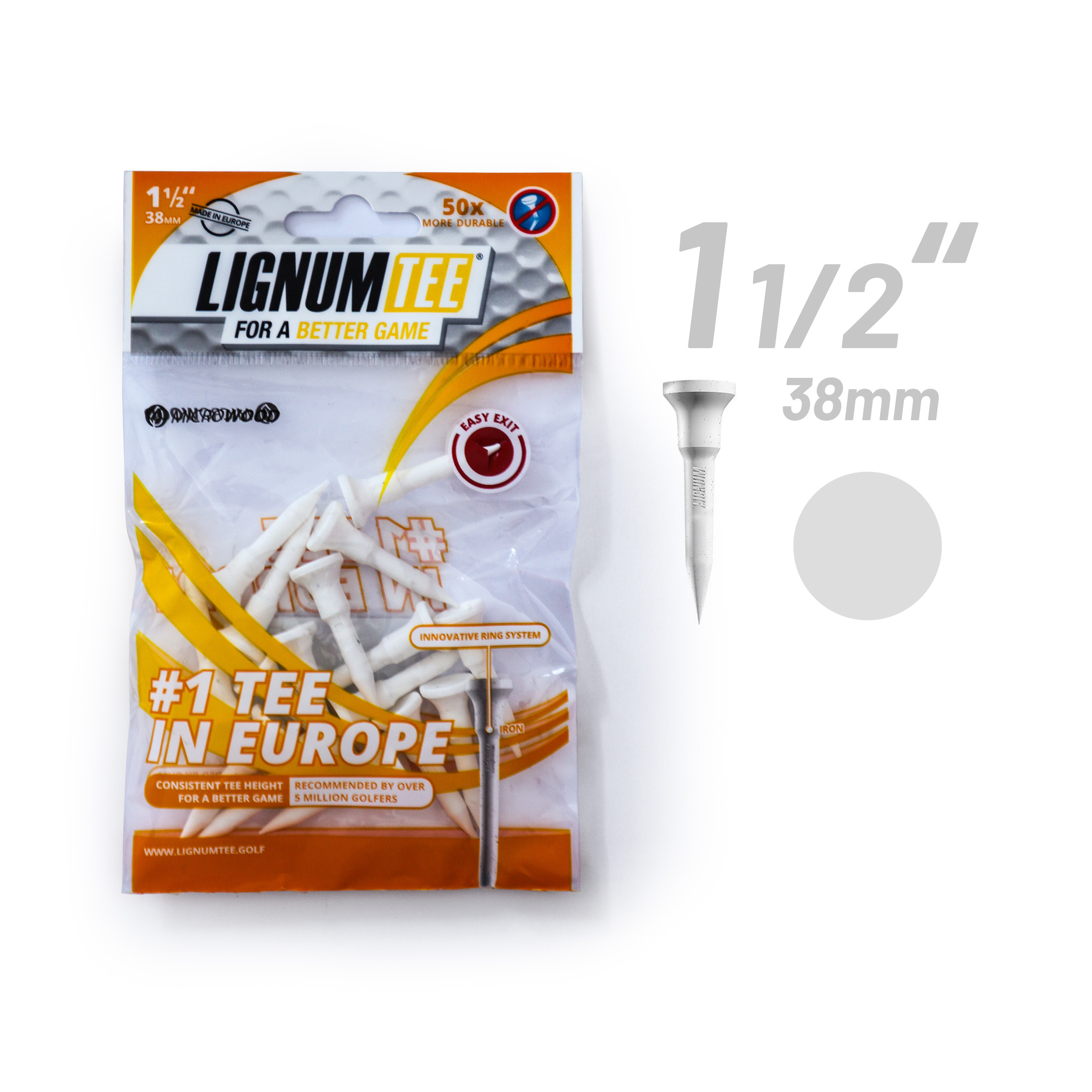 16 Lignum Golf Tees 38mm weiss, neu bei AS Lakeballs günstig kaufen