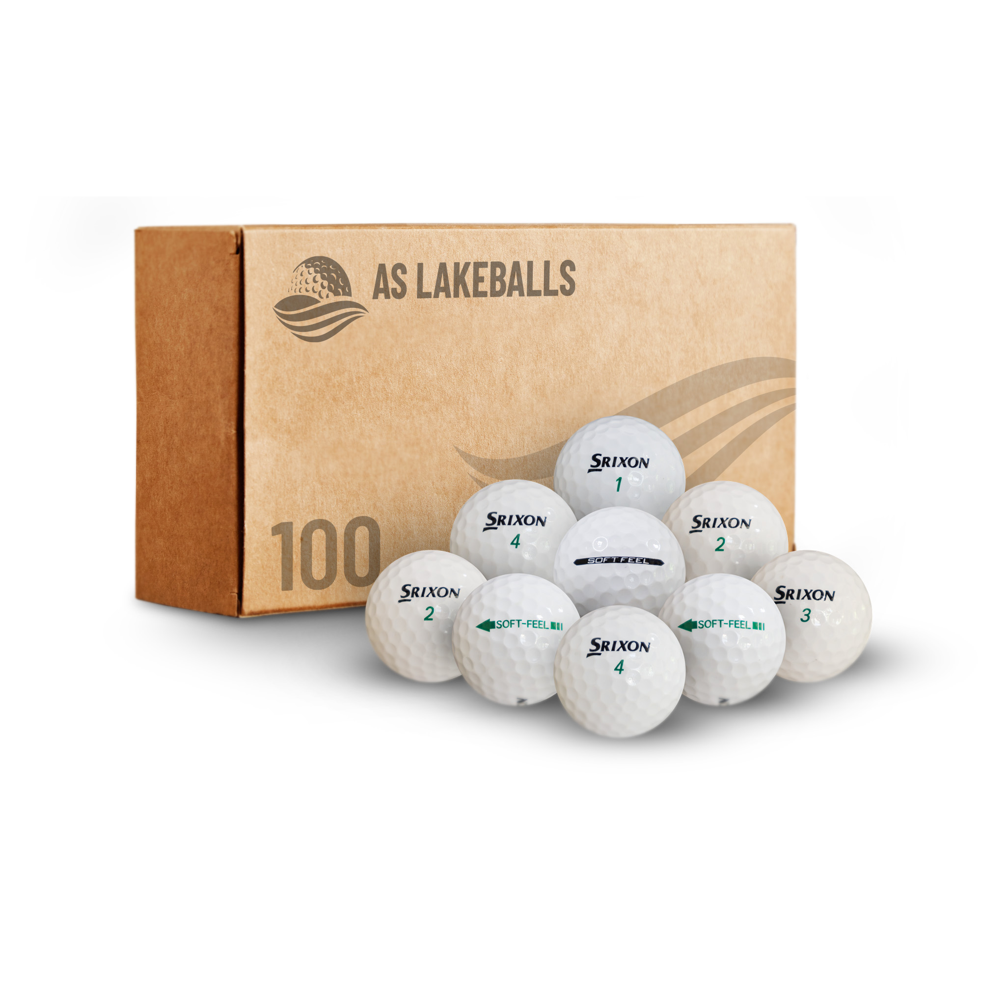 100 Srixon Soft Feel AA-AAA + 100 Golftees 5,4cm bei AS Lakeballs günstig kaufen