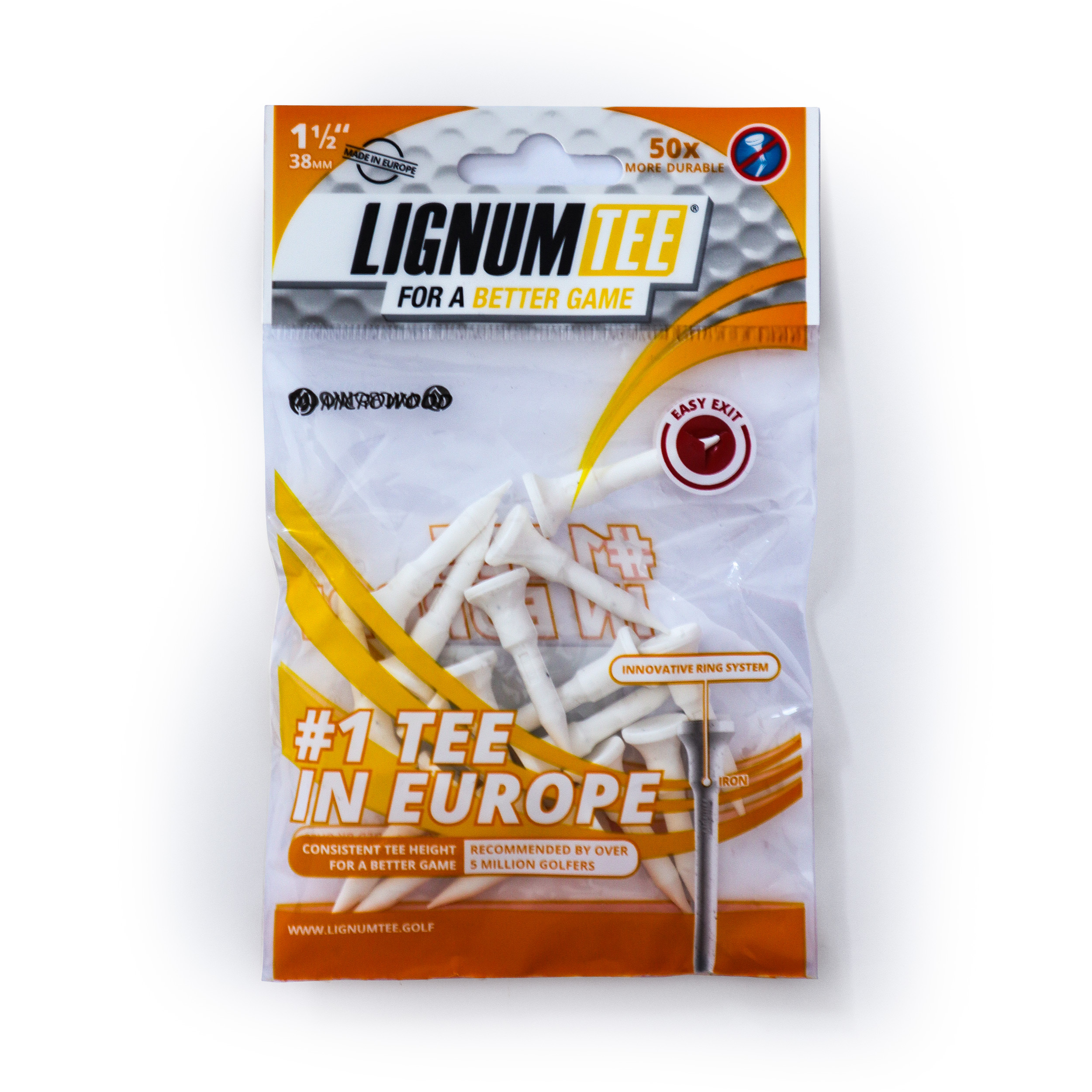 16 Lignum Golf Tees 38mm weiss, neu