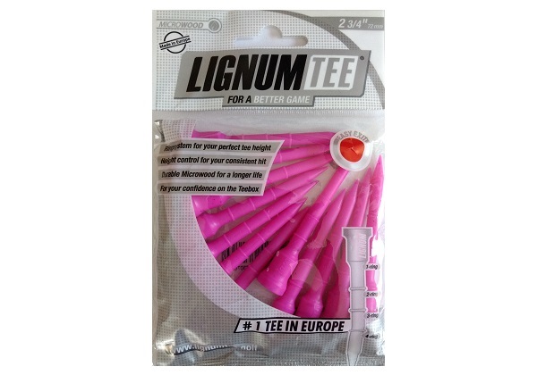 12 Lignum Golf Tees 72mm pink, neu