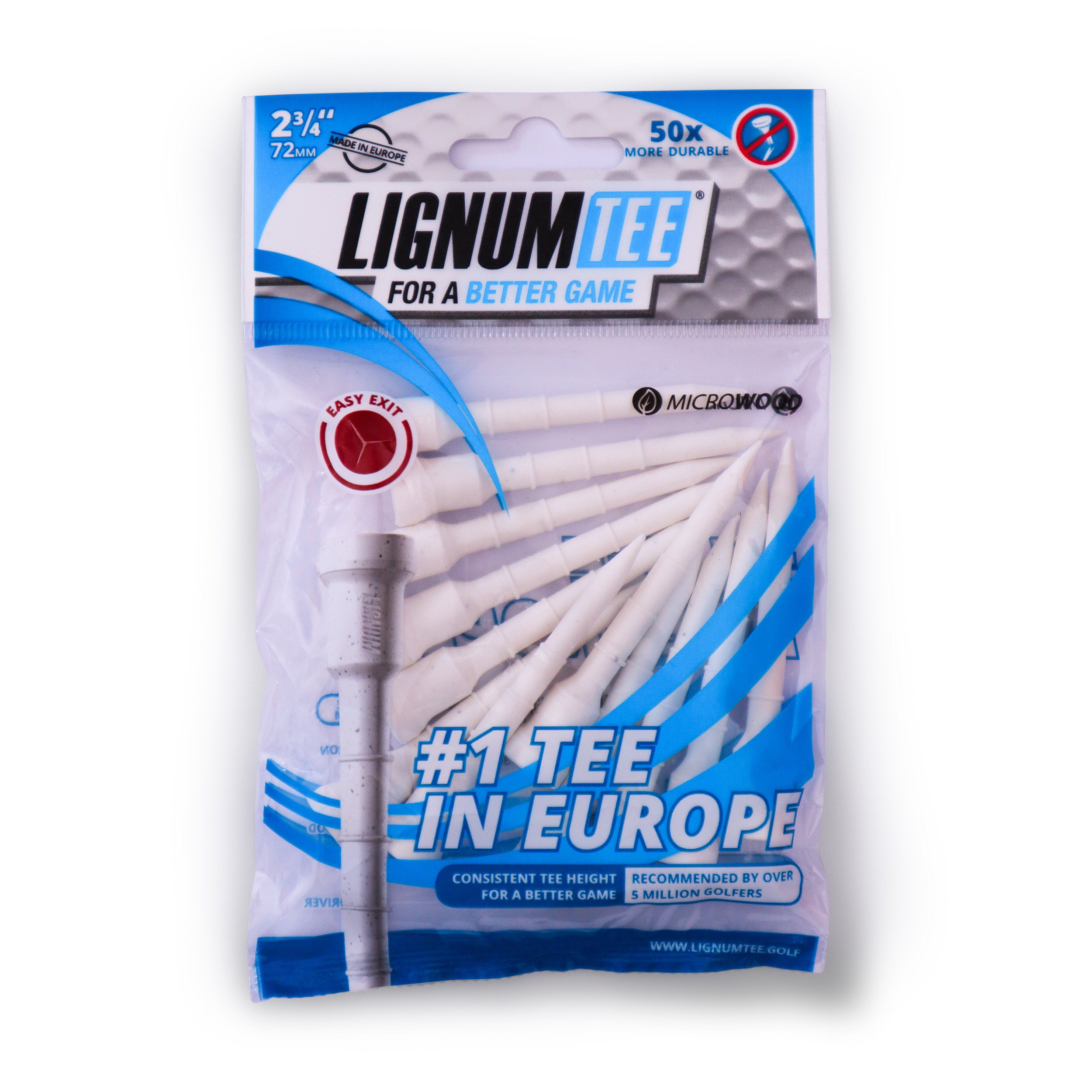 12 Lignum Golf Tees 72mm weiss, neu