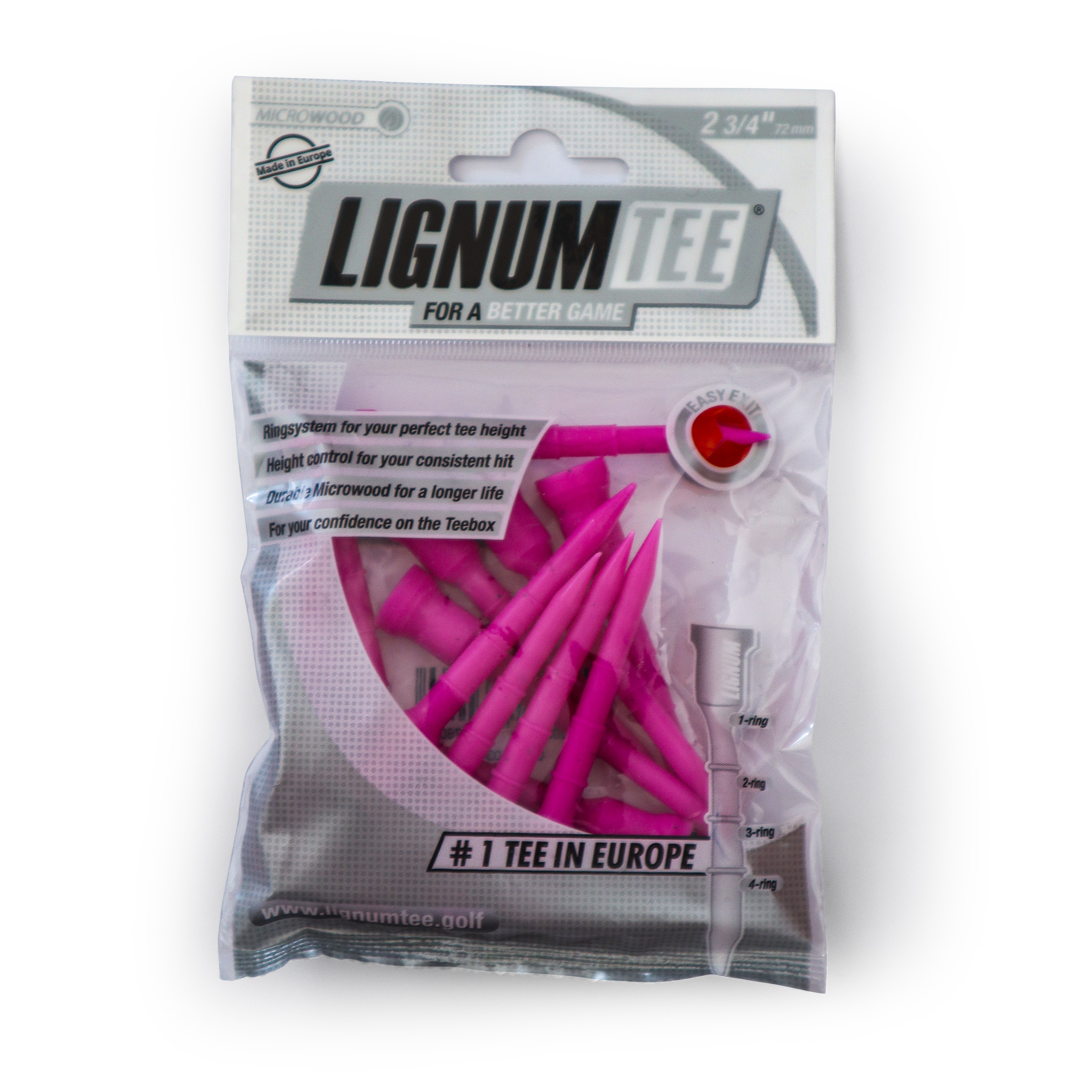 12 Lignum Golf Tees 72mm pink, neu